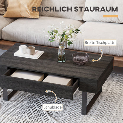 Modern Industrial Coffee Table Side Table with Drawer & Open Shelf - Heavy-Duty Steel Frame, Easy Assembly, Space-Saving Storage Center Table for Living Room, Office, Apartment - Sturdy Metal Furniture, Coffee Table for Livin