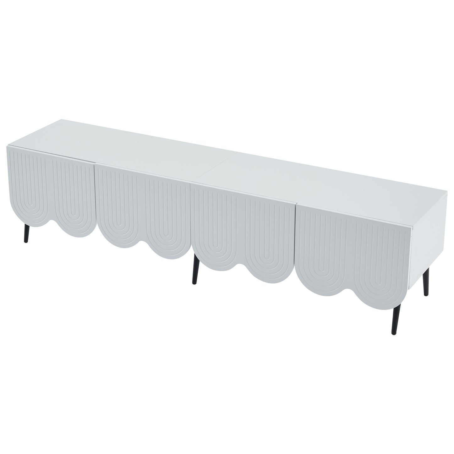 TV-Meubel – TV-Kast – Lowboard – Mediameubel – Dressoir – Modern Design – Soft-Close Deuren – Geschikt voor Tv’s Tot 80 Inch – Mat Wit Met Golvend Deurpatroon