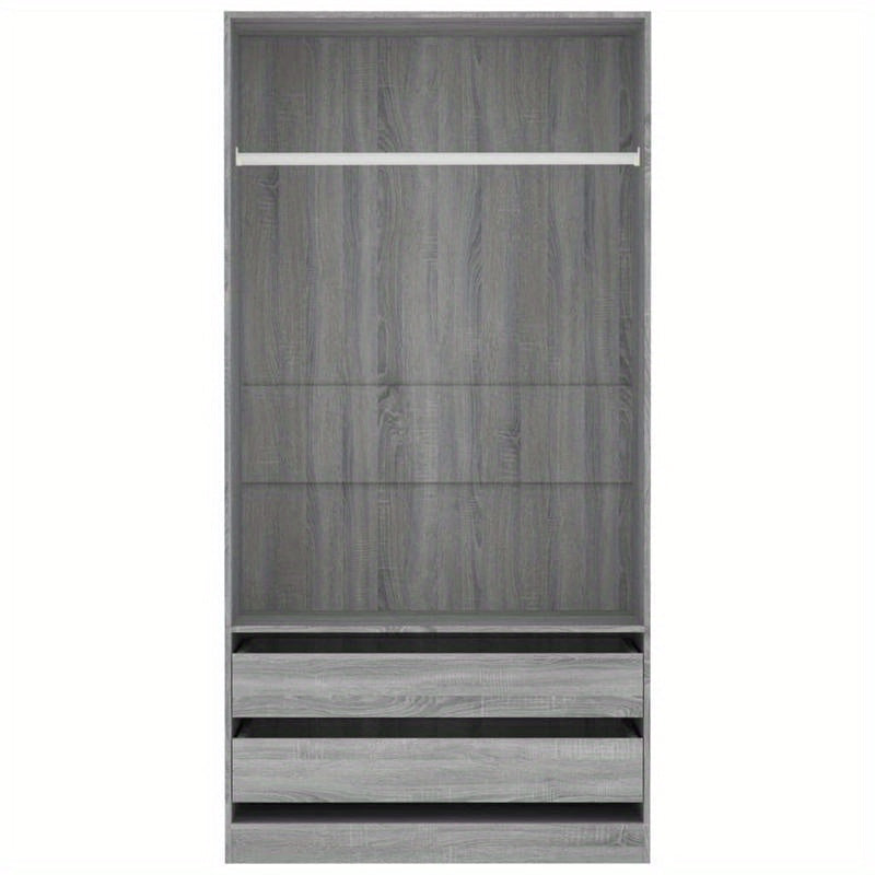 Kast – Garderobekast – Opbergkast – Kledingkast – Bergkast – Grijze Sonoma Eiken Look – Behandeld Hout – 100x50x200 cm – Weerbestendig – Vrijstaand