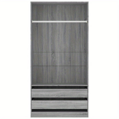 Kast – Garderobekast – Opbergkast – Kledingkast – Bergkast – Grijze Sonoma Eiken Look – Behandeld Hout – 100x50x200 cm – Weerbestendig – Vrijstaand