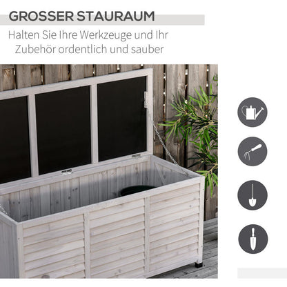Opbergbox Tuin – Opbergkist Buiten – Tuinkussenbox – Tuinberging – Tuinkist – Grote Houten Opbergbox – Duurzaam Grenenhout – 127x56x60 cm – Houten Deksel