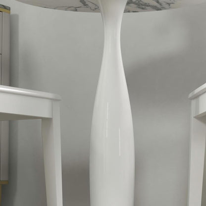 Ronde Eettafel – Witte Tafel – Eettafel Rond – Compacte Eettafel – Moderne Tafel – 70x74 cm – Gepoedercoat Stalen Frame – Krasbestendig Melamine Blad