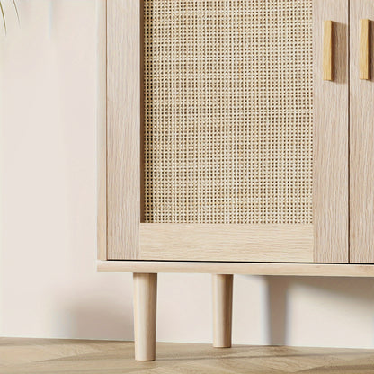 Sideboard Buffetkast – Dressoir – Opbergkast – TV-meubel – Halmeubel – Rattan Accenten – Ruime Opbergruimte – Stijlvol Tijdloos Design