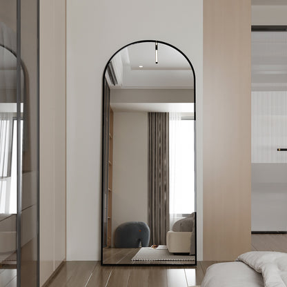 Staande Spiegel – Passpiegel – Wandspiegel – Full Body Spiegel – Grote Spiegel – Minimalistisch Zwart Aluminium Frame – 180x80 cm – Breukveilige Bescherming