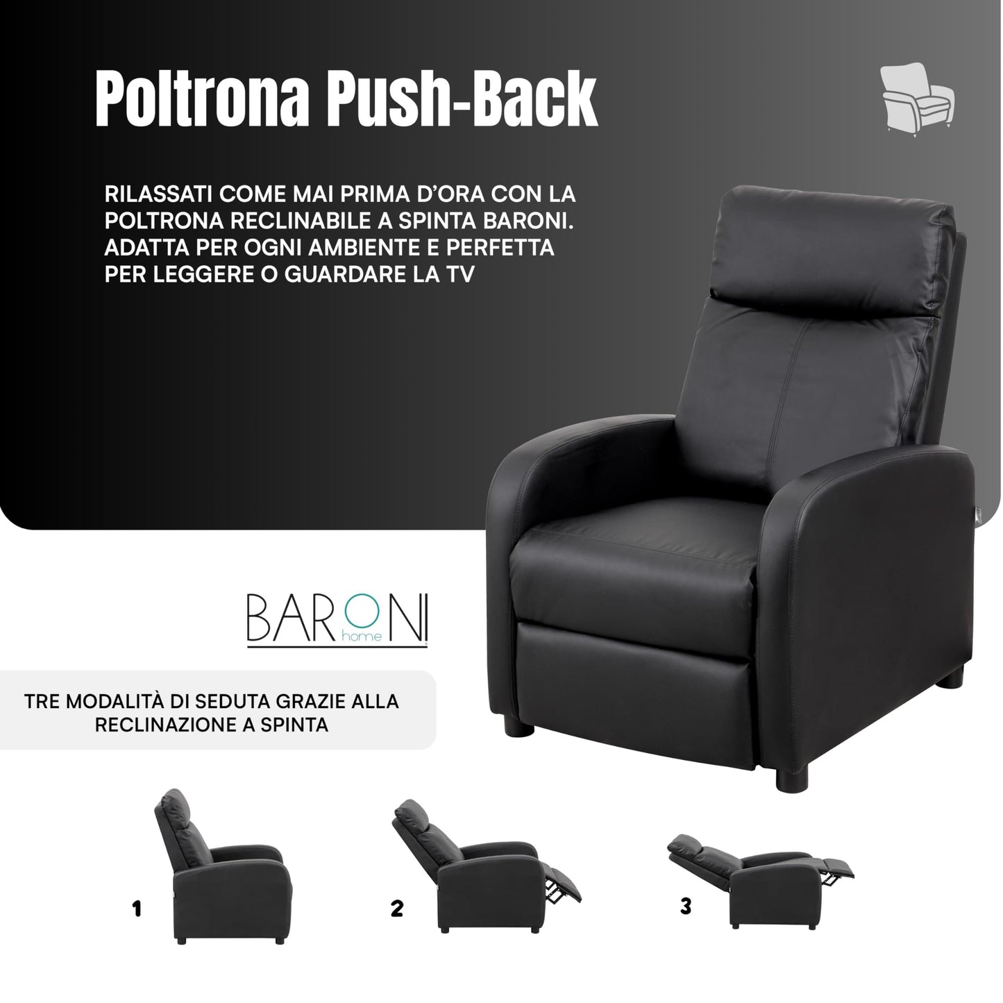 Relaxfauteuil – Relaxstoel – Elektrische Fauteuil – TV Stoel – Loungestoel – Elektrisch Verstelbaar – Met Voetsteun – Zwart Kunstleer – Compact 66x75x99 cm