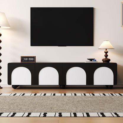 TV Cabinet | Black and White Color Scheme, Modern Minimalist Design with Striking Contrast, Lightweight and Space-Saving, Ideal for Living Rooms, Bedrooms, Compact Flats, Metal Material