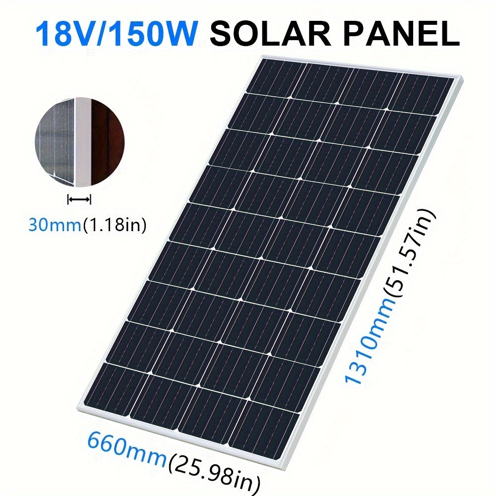 Zonnepaneel – Solar Panel – Zonnecel Module – Zonne-energie Paneel – Opwekker – 150W Hoog Rendement – Monokristallijn 12V