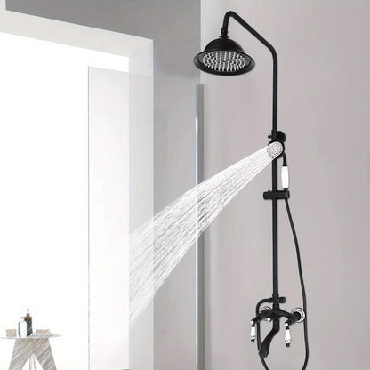 Regendoucheset – Doucheset – Douchekolom – Douchekraan – Douchesysteem – Zwart metalen design – Verstelbare hoogte 78-115 cm – Duurzame messing en RVS constructie