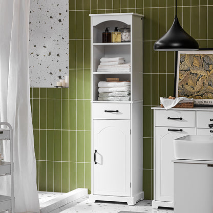 Badkamerkast – Badmeubel – Opbergkast – Wastafelkast – Badkamermeubel – Hoog Model – Verstelbare Planken & Grote Lade – Vochtbestendig MDF – 42x30x173 cm