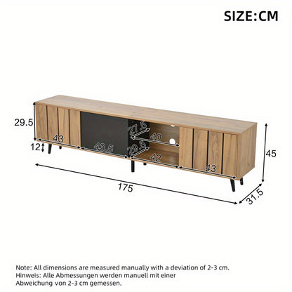 TV-meubel – Tv-kast – Lowboard – Mediameubel – Entertainmentmeubel – Natuurlijke Houttint Variant – 175 cm Breed – Geschikt voor 75 Inch TV