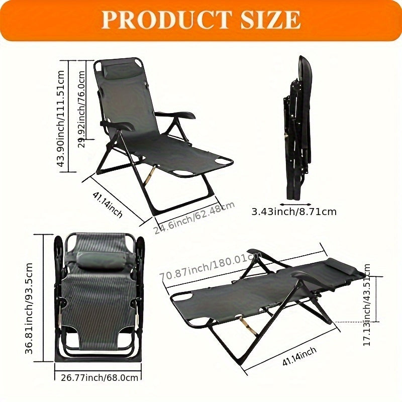 Opvouwbare Stoel – Vouwstoel – Campingstoel – Tuinstoel – Balkonstoel – Stevig Metalen Frame – Comfortabele Zwarte Kussens