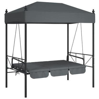 Hollywood Schommelstoel – Hangstoel – Porch Swing – Tuinbank – Schommelbank – Antraciet Grijs – Gepoedercoat Stalen Frame – Weerbestendig & Comfortabel Zitvlak