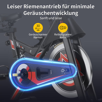 Hometrainer – Fitnessfiets – Spinbike – Exercycle – Indoor Bike – Stil Belt-Driven Systeem – 150 kg Draagvermogen