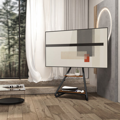 Universele TV-standaard – TV-meubel – TV-houder – TV-voet – TV-plank – Geschikt voor 37-75 Inch – Met Houten Planken en Kabelbeheer