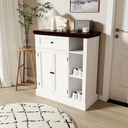 Opbergkast – Kasten – Opbergmeubel – Wandkast – Schuifdeurkast – Vrijstaand – Schuifdeuren – 3 Verstelbare Planken – Sterk Spaanplaat – 75x30x80 cm – Wit