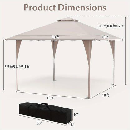 Partytent – Feesttent – Tuintent – Paviljoen – Easy-Up Tent – 395x395 cm – Weerbestendig Oxford Polyester – Verstelbare Hoogte met Ventilatie