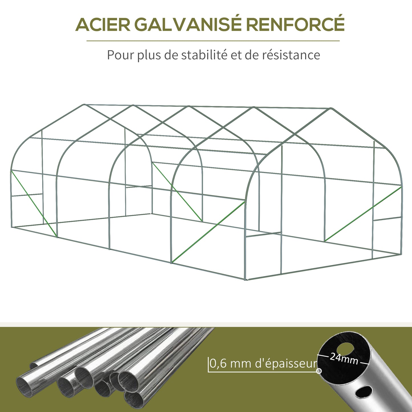 Tuinkas – Kassen – Serre – Groentekas – Tunnelkas – Wit – 600x300x200 cm – Gegalvaniseerd Metalen Frame – PE Doek 140 g/m²