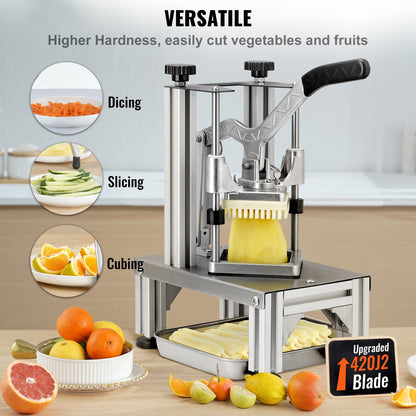 Groentesnijder – Groentesnijmachine – Frietsnijder – Fruit snijder – Dunschiller – 4 Wisselbare Messen – Roestvrijstaal & Aluminium – Ergonomisch Handvat