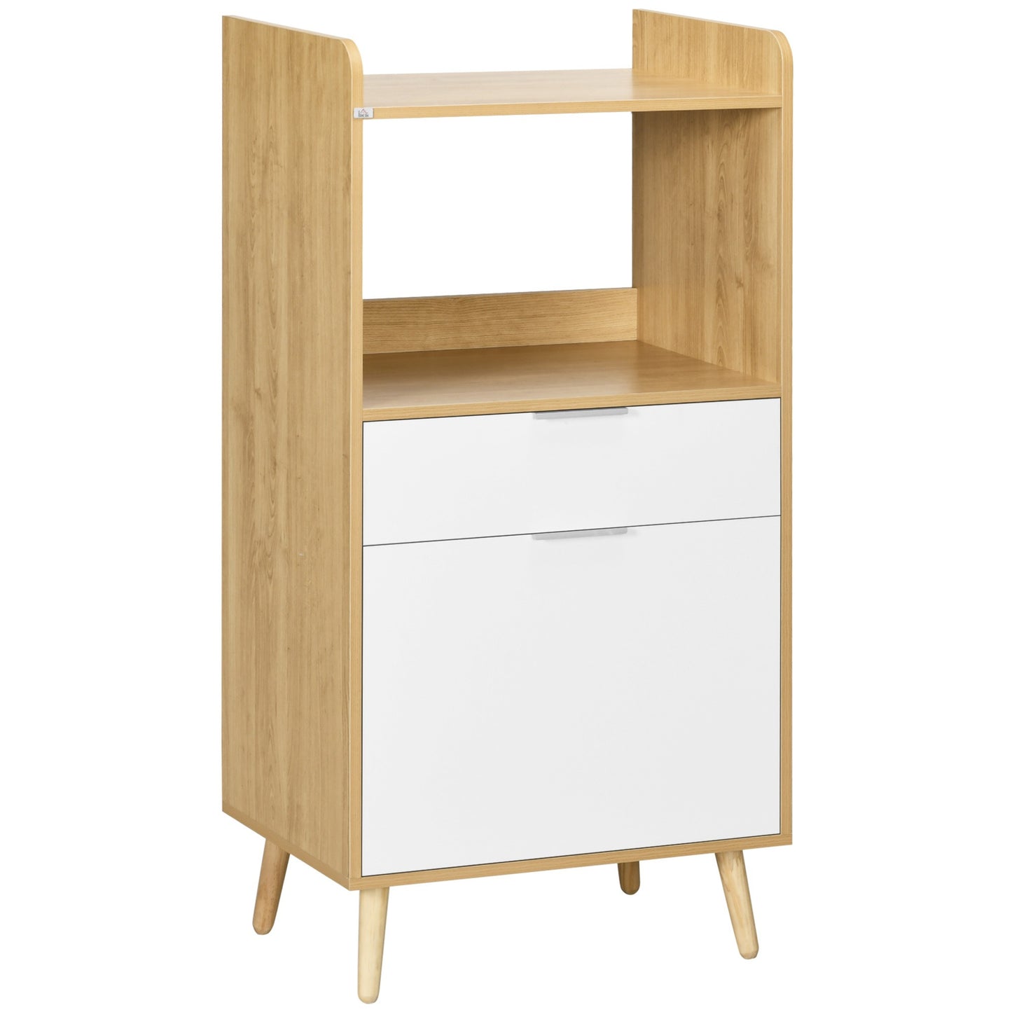 Keukenkastje – Keukenkast – Keukenmeubel – Opbergkast – Magnetronkast – Scandinavisch design – Verstelbare plank – 58 x 40 x 118 cm – Spaanplaat en massief hout