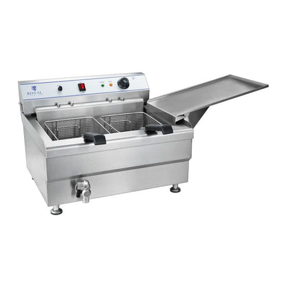 Friteuse – Frituurpan – Oliebollenmachine – Visfriteuse – Dubbele Mand – 24 Liter Inhoud – Roestvrij Staal – Temperatuurregeling