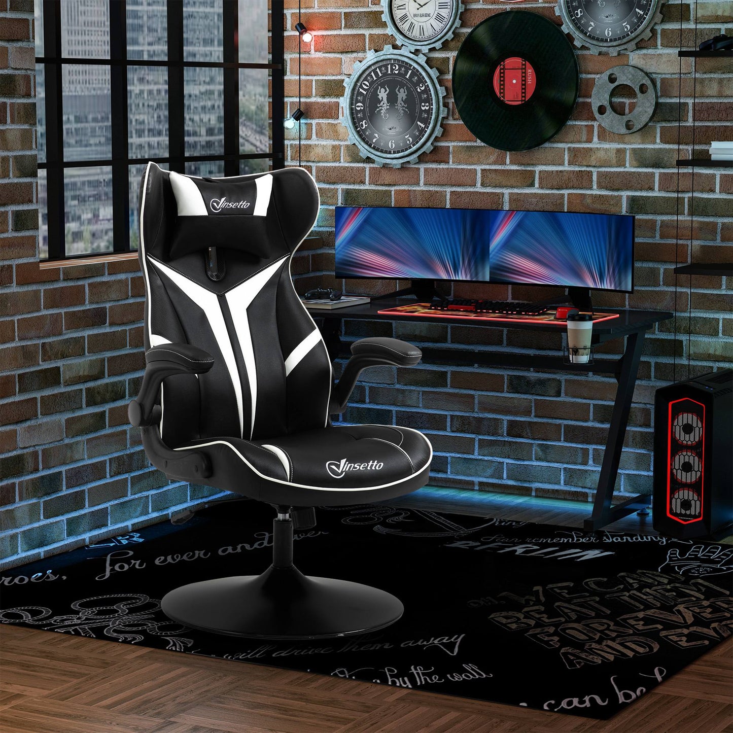 Gamingstoel – Gamestoel – Gaming Chair – Game Stoel – Bureaustoel – Ergonomisch Design – Verstelbare Hoogte 67x70x106-112 cm – Staal & Kunstleer Zwart/Grijs