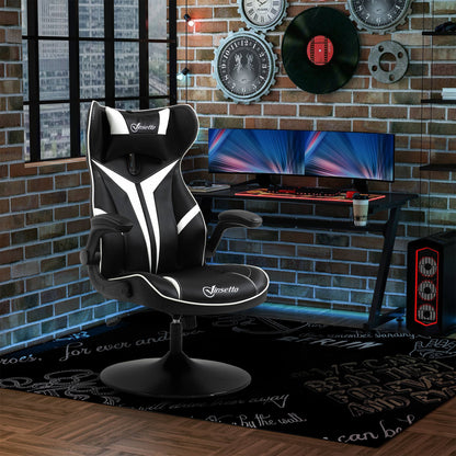 Gamingstoel – Gamestoel – Gaming Chair – Game Stoel – Bureaustoel – Ergonomisch Design – Verstelbare Hoogte 67x70x106-112 cm – Staal & Kunstleer Zwart/Grijs