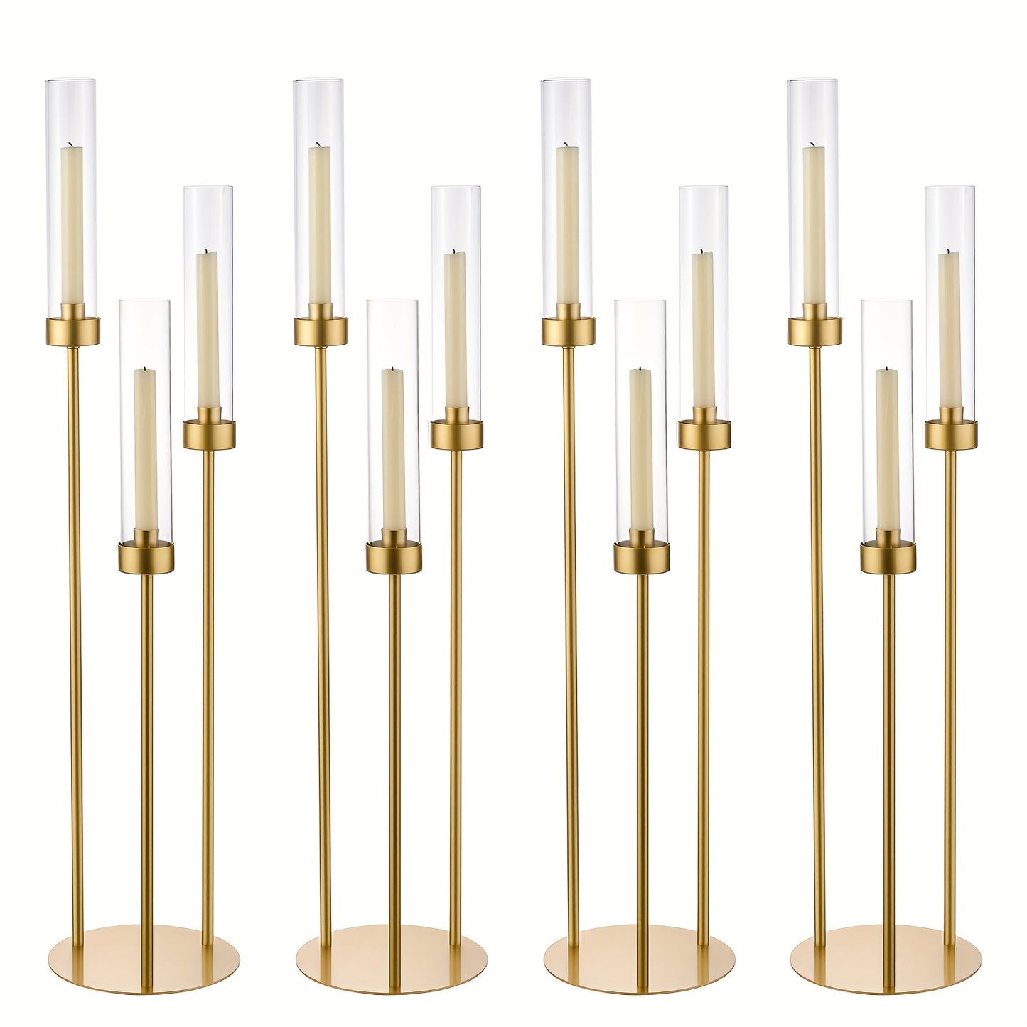 Gouden Kandelaar – Kaarshouder – Kaarsenstandaard – Tafeldecoratie – Centerpiece – 4 Stuks – Acryl Met 3 Armen – Stijlvol Sfeervol Design