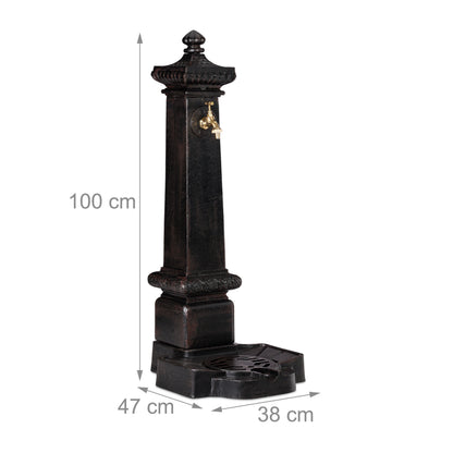 Staande Fontein – Tuinfontein – Waterspel – Buitenkraan – Waterornament – Antiek Design – Aluminium Materiaal – Groot Formaat 100 cm Hoog