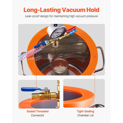 Vacuum Kamer – Vacuümkamer – Ontgassingskamer – Hars Kamer – Resin Ontluchter – 5 Gallon – Roestvrij Staal – Krachtige 3.5 CFM Vacuümpomp