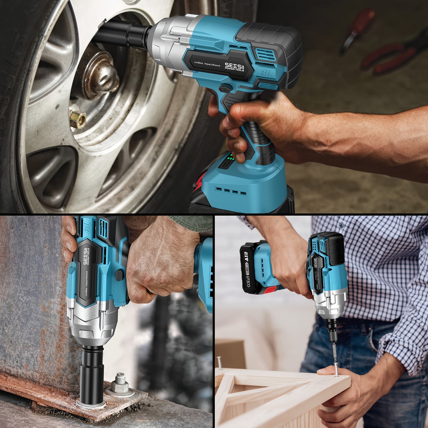 Slagschroevendraaier – Accu Slagschroevendraaier – Impact Wrench – Accuboormachine – Draadloze Slagschroevendraaier – 3300 RPM Brushless Motor – 2 x 4.0 Ah Lithium Batterijen