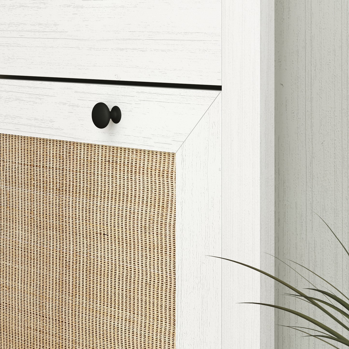 Schoenenkast – Schoenenopberger – Schoenenrek – Schoenenkastje – Schoenmeubel – Compact Ontwerp – Rattan Look Front