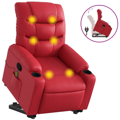 Elektrisch Verstelbare Sta-op Stoel – Sta Op Fauteuil – Opsta Stoel – Relaxstoel – Elektrische Relaxfauteuil – Vibratiemassage – Verstelbare Rugleuning – Rood