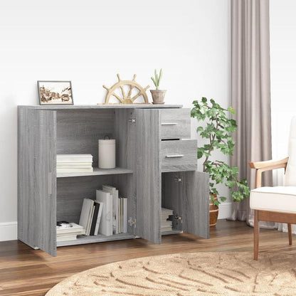 Dressoir – Opbergkast – Ladekast – Buffetkast – Wandkast – Bewerkte Houtlook – 91x29,5x75 cm – Grijs Sonoma Eiken