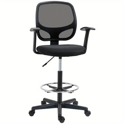 Ergonomische Bureaustoel – Bureaustoel Met Voetensteun – Draaibare Werkstoel – Verstelbare Stoel – Kantoorstoel Zwart – 360° Draaibaar – Verstelbare Hoogte 110-132 cm