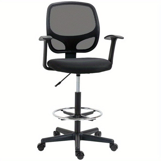 Ergonomische Bureaustoel – Bureaustoel Met Voetensteun – Draaibare Werkstoel – Verstelbare Stoel – Kantoorstoel Zwart – 360° Draaibaar – Verstelbare Hoogte 110-132 cm