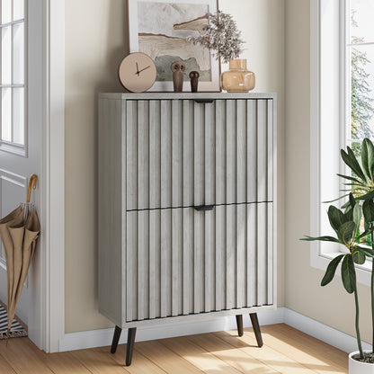 Schoenenkast – Schoenenrek – Schoenenopberger – Schoenenmeubel – Schoenenbank – Modern Design – 60 cm Breed – Grijs – Met 2 Dubbele Lades – Ruimtebesparend – Vrijstaand