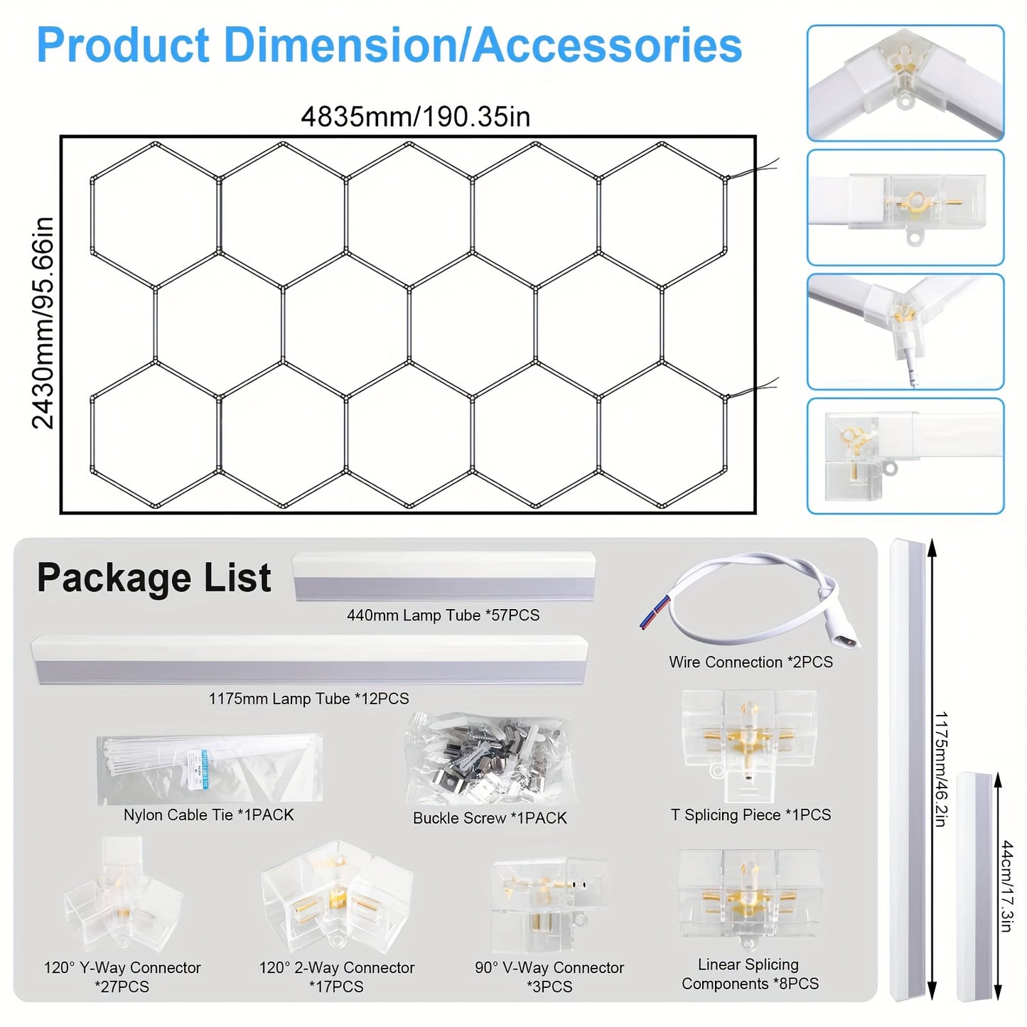 Hexagonale LED Plafondlamp – LED Paneel – Plafonnière – Werkplaatslamp – Garageverlichting – 14 Hex Elementen – Krachtig Koel Wit 6500K – Duurzaam Aluminium & PC