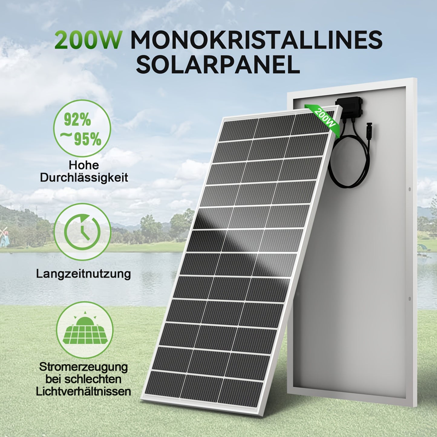200W Zonnepaneel – Solar Paneel – Monokristallijn Paneel – Zonnecel – Caravan Zonnepaneel – Hoge Efficiëntie – Weerbestendig & Duurzaam