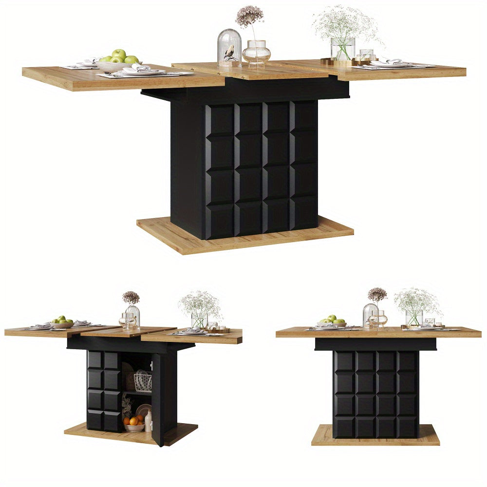 Eettafel – Tafel – Uitschuifbare Tafel – Klaptafel – Keukentafel – Ruimtebesparend – Met Opbergruimte & Metalen Frame – 110-140 cm Voor 4-6 Personen