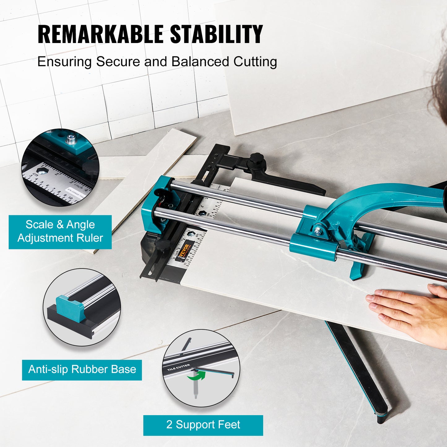 Tegelzaag – Tegelsnijder – Tegelsnijmachine – Tegelsnijder Handmatig – Tegelzaagmachine – 1200 mm Snijlengte – Wolfraamcarbide Snijwiel & Infrarood Positionering