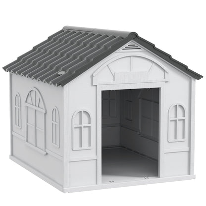 Hondenhok – Hondenkennel – Hondenhuis – Hondenbench – Hondenverblijf – Wit – Weerbestendig PP Materiaal – Ruime Afmetingen 65x75,7x63 cm