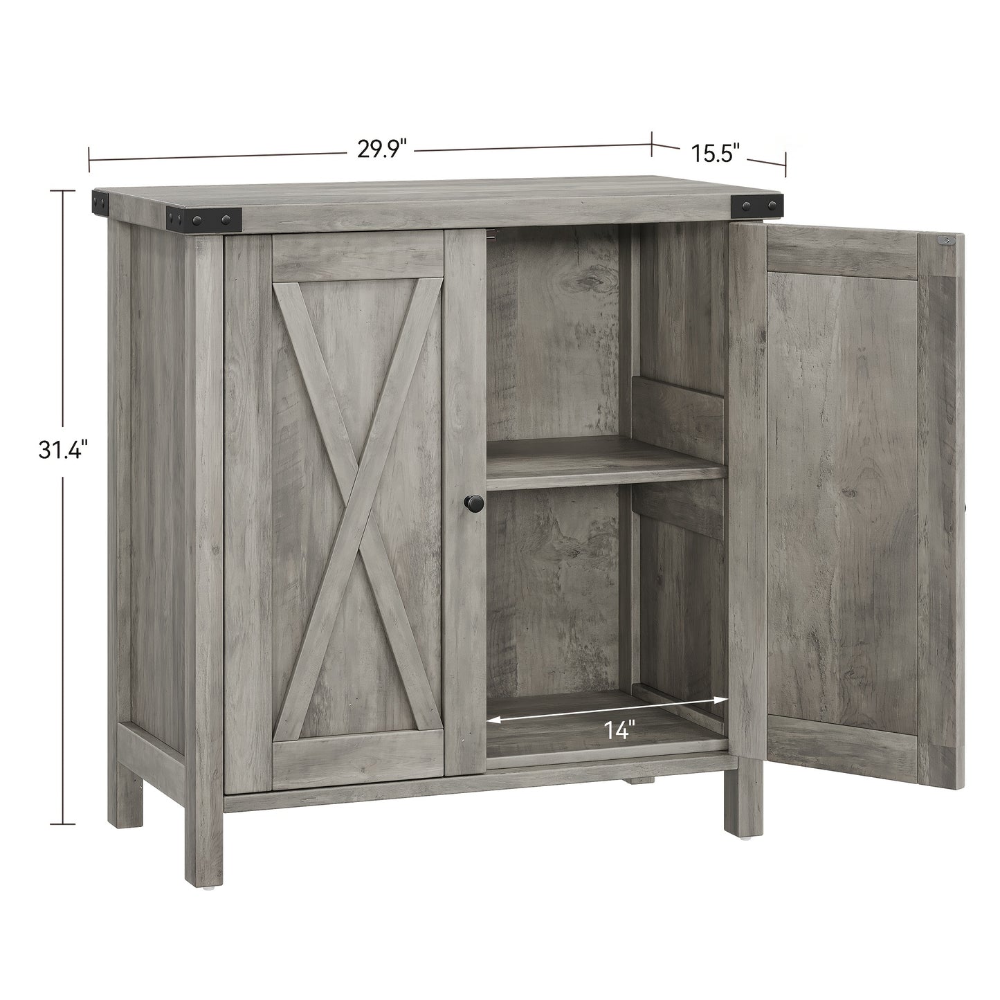 Farmhouse Buffetkast – Dressoir – Opbergkast – Sideboard – Consolekast – Wit Bruin – Verstelbare Legplanken – Compact Formaat