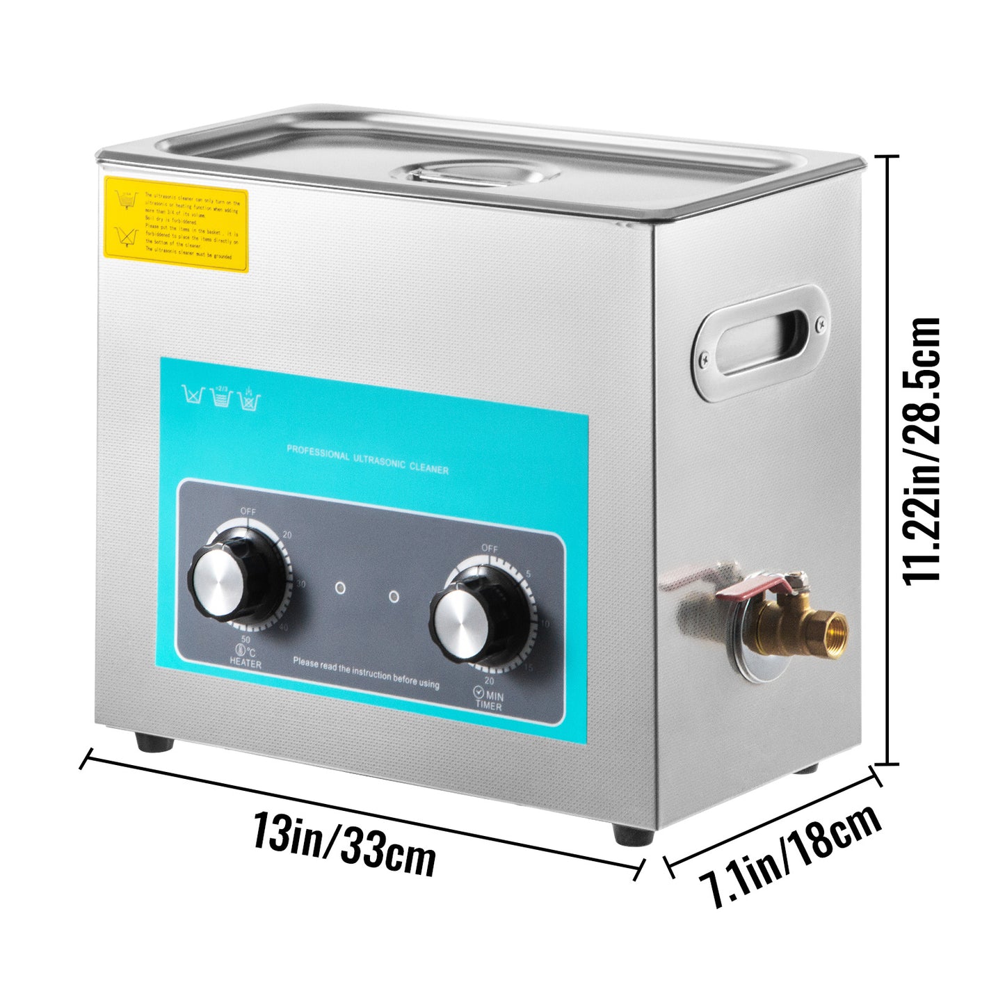 Ultrasone Reinigingsmachine – Ultrasoon Reiniger – Sieradenreiniger – Tafelmodel Reiniger – Roestvrijstalen Tank – 6,5 Liter Inhoud – Verstelbare Verwarming 20-80°C