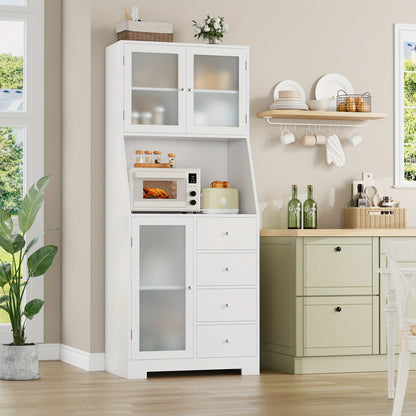 Keukenkast – Keukenkast Staand – Opbergkast – Buffetkast – Magnetronkast – 163x60x40 cm – Hardhouten Constructie – Kabeldoorvoer