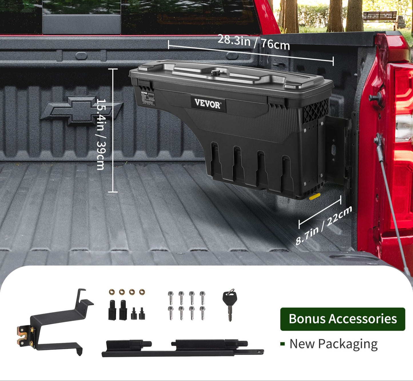 Opbergbox Vrachtwagenbed – Opslagbox – Laadbak – Gereedschapskist – Truckbox – ABS Kunststof – Met Slot – Weerbestendig – 20 Liter