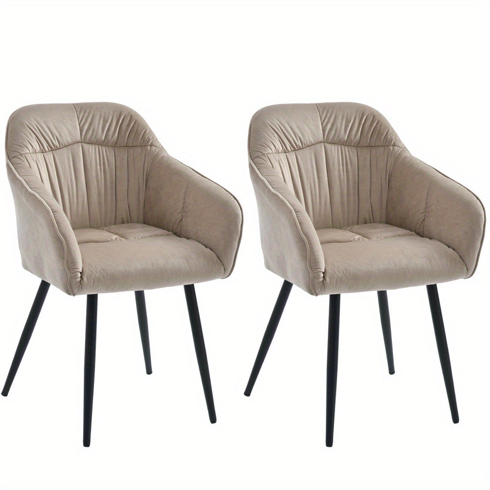 Eetkamerstoel Set 2 – Stoel Met Armleuning – Velours Stoel – Keukenstoel – Woonkamerstoel – Metalen Poot – Verstelbare Voorkant – Luxe Bruin Velours
