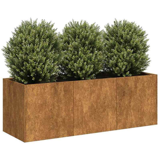 Plantenbak – Bloembak – Balkonbak – Plantenmand – Plantenschaal – Roestkleur – Weerbestendig Staal – 120x40x40 cm – Robuuste Industrieel Design