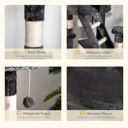 Krabpaal – Kattenkrabpaal – Krabmeubel – Kattenboom – Kattentoren – Verstelbare Hoogte 240-260 cm – Stevig Hout en Duurzaam Sisal