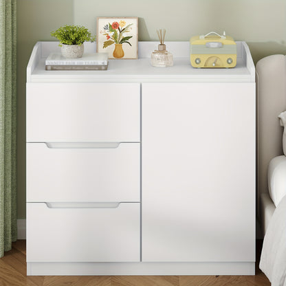 Ladekast – Ladenkast – Kommode – Opbergkast – Dressoir – Wit – 5 Lades – MDF – 40x80x87 cm – Werkblad Met Opstaande Rand – Modern Design