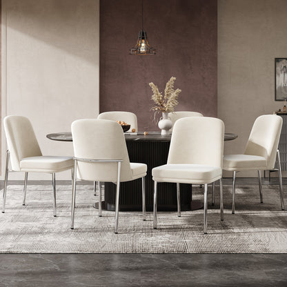 Eetkamerstoel – Stoel – Dining Chair – Caféstoel – Restaurantstoel – Set van 2 – Dikke Kussens met Katoenen Vulling – Stevige Zilverkleurige Metalen Poten